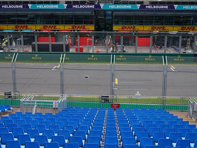 The main straight of the track after the Formula 1 Australian Grand Prix 2020 was cancelled i 202. 2021 may be postponed. Picture: AAP Image/Scott Barbour