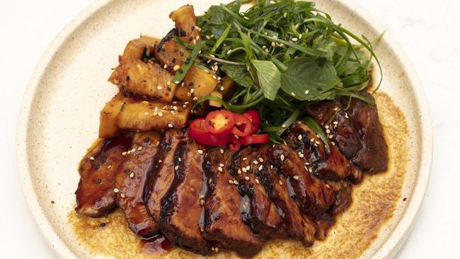 The char siu barbecue pork with charred pineapple. Picture: Russell Shakespeare