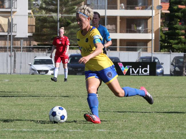 Broadbeach United’s Jade Bianchetti scored in Saturday’s 5-0 win over North Brisbane. Picture: Mike Batterham