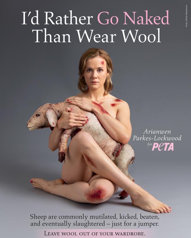 Arianwen Parkes-Lockwood fronts PETA’s latest campaign: I'd Rather Go Naked Than Wear Wool. Picture: Rob Stephenson