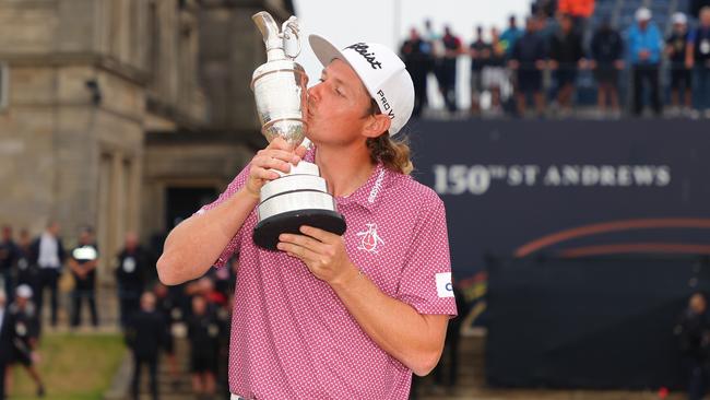 Cam Smith celebrates with the Claret Jug at St Andrews after winning the 150th British Open.