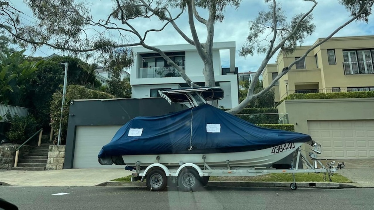 A boat trailer parked in Mosman has become a source of contention among residents. Picture: ABC News/Palle Lunoe