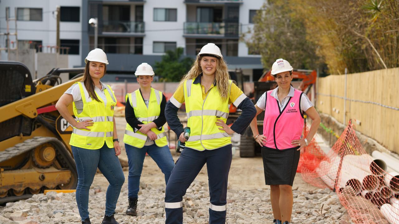 Casey Bell (front) with L-R Sheree Taylor (NAWIC), Michelle Peever (QBuild) and Radmilla Desic (NAWIC): Picture: Paul A. Broben