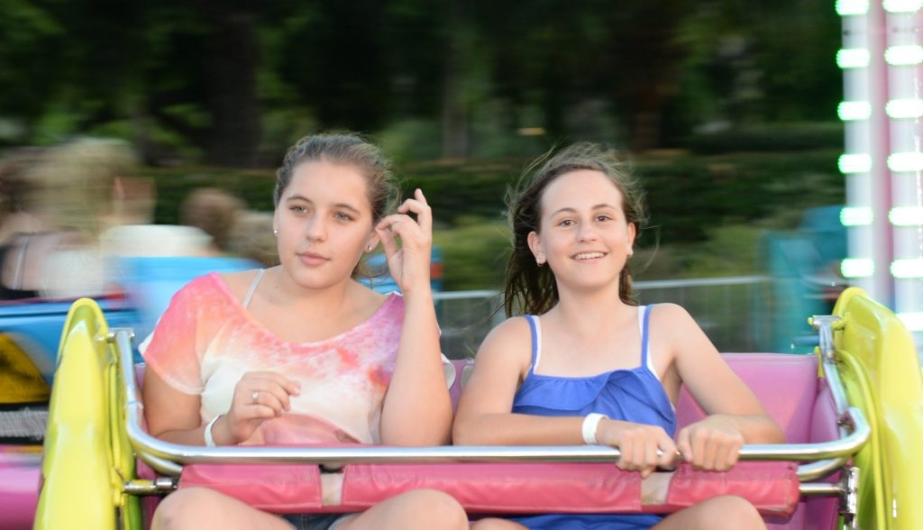 L-R Kirri Erb (14), and Emily Dawson (13)at the PCYC Carnival. Photo: Chris Ison / The Morning Bulletin. Picture: Chris Ison