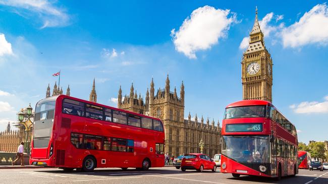 Iconic.... London’s red buses.