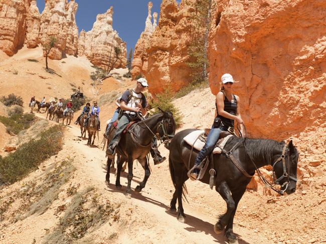 Tourists and park visitors enjoying themselves on the horse trail of Bryce Canyon National Park in the south west of United States. Picture: Istock