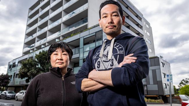 Christina Chen with resident Areief Secahusada, who found out his property would be acquired just three weeks after moving in. Picture: Jake Nowakowski