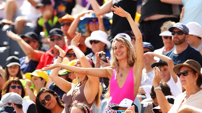 The crowd enjoy the atmosphere during a Beach Volleyball match at the Commonwealth Games. Picture: Mark Kolbe/Getty Images)