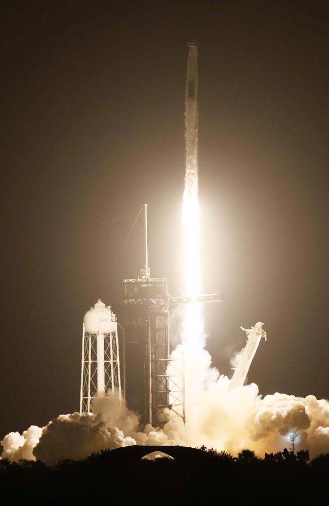 The SpaceX Falcon 9 rocket lifts off at the Kennedy Space Center in Cape Canaveral, Florid, on Friday morning local time. Picture: Joe Raedle/Getty Images