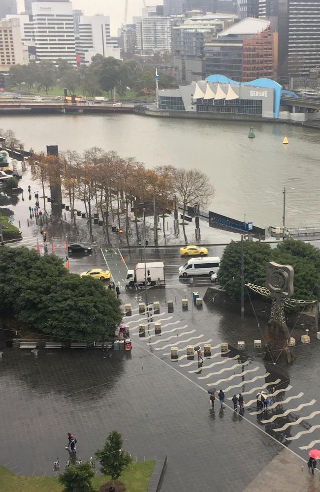 Concrete bollards at Queensbridge Square, Southbank. Picture: Supplied