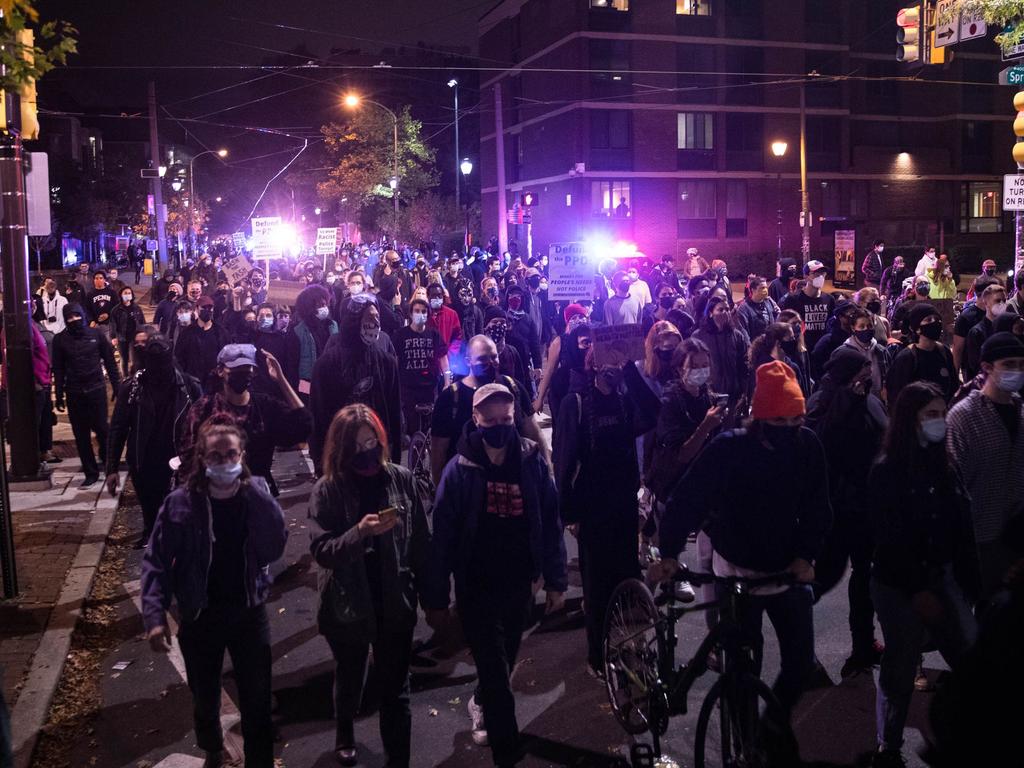 Protesters march through West Philadelphia. Picture: Gabriella Audi/AFP