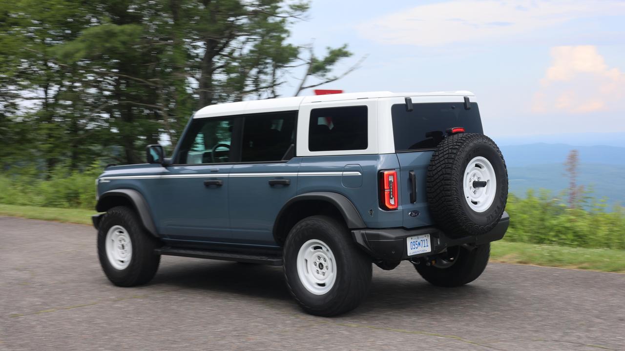 Ford’s Bronco has huge tyres for off-road adventures.