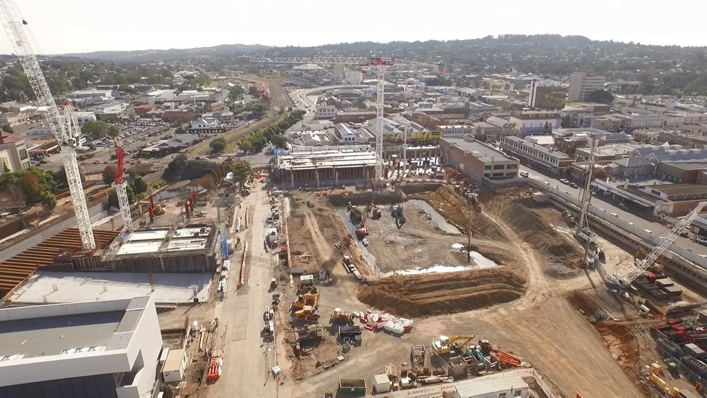 A bird&#39;s eye view of the Grand Central redevelopment courtesy of a drone. Picture: Contributed