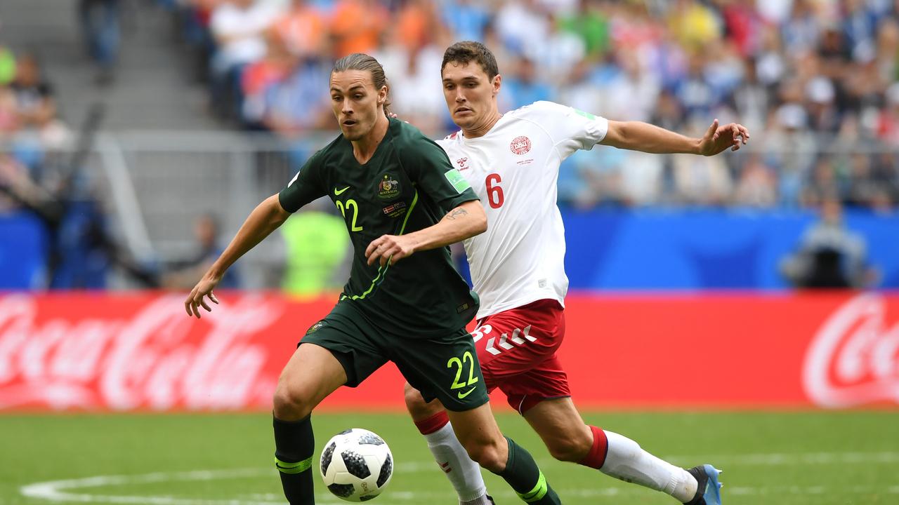 Jackson Irvine in action during the 2018 World Cup. (Photo by Stu Forster/Getty Images)