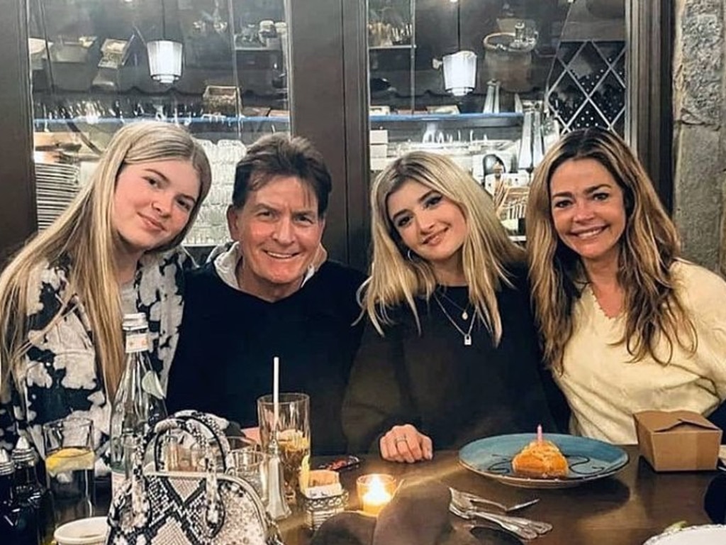 Charlie Sheen with ex-wife Denise Richards and daughters Lola (left) and Sami.