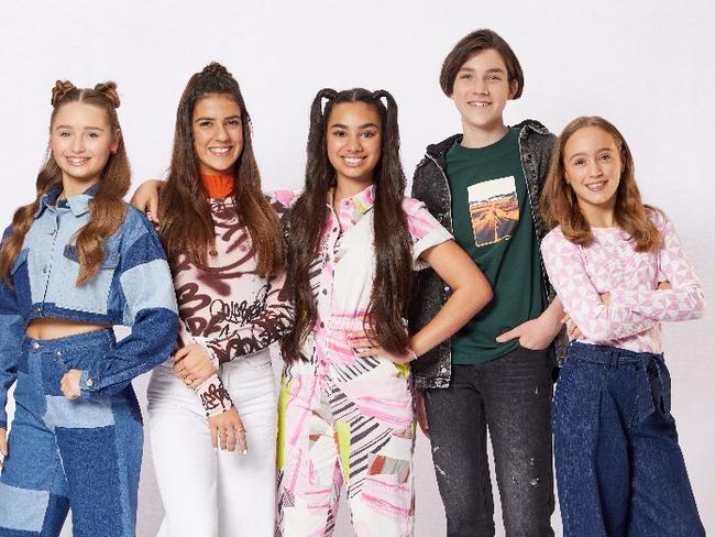 The Nick News team as seen on Nickelodeon featuring Ava Hewitt (far right). Picture: Supplied/Channel 10