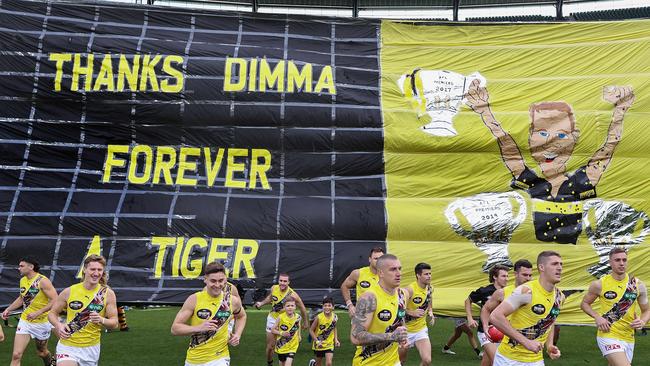 MELBOURNE, AUSTRALIA - MAY 28, 2023 :  AFL Round 11. Richmond vs Port Adelaide at the MCG .  Richmonds banner thanking Damien Hardwick .  Pic: Michael Klein