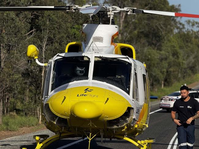 Woman hurt, rescue chopper on scene after crash