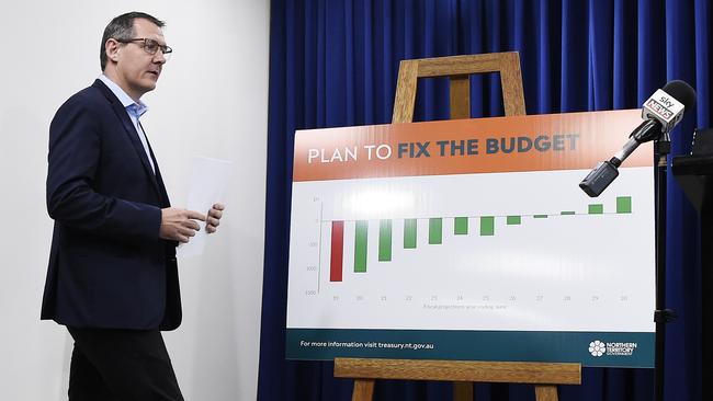 Chief Minister Michael Gunner when he announced the Langoulant report into repairing the NT Government’s budget