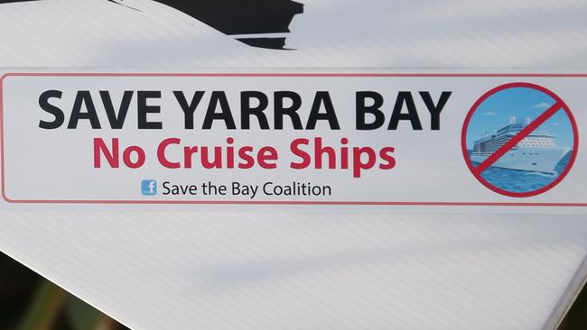 Save Yarra Bay posters on the beach at La Perouse, Sydney in 2020. Picture: Craig Wilson / AAP