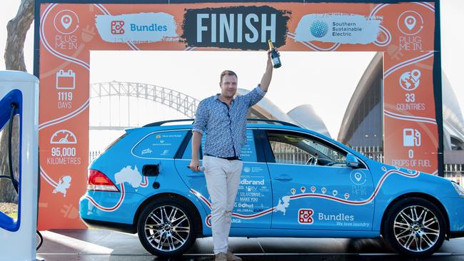 Wiebe Wakker was on the road for 1,119 days and crossed 33 countries and driven 95,000 kilometres on electricity, powered by the generosity of strangers. Picture: Monique Harmer