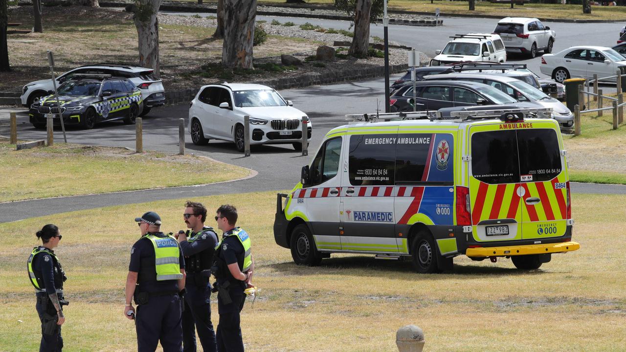 An injured woman was taken to hosital. Picture: Mark Wilson