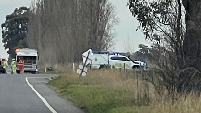 Emergency services were called to the intersection of Tatura-Undera Rd and Lancaster-Mooroopna Rd in Undera after two cars collided on Monday morning. Picture: Jack Colantuono