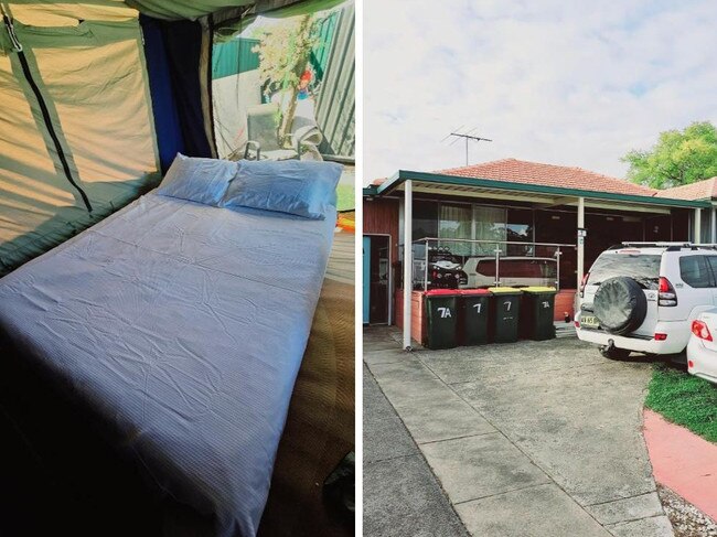 The tent has been set up in the backyard of a Doonside home. Picture: Booking.com