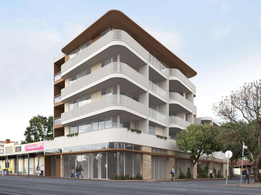 Artist impression for proposed five-storey residential building, as seen from Unley Road. Picture: SMFA