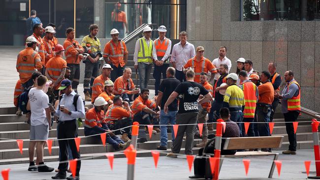 All construction workers were evacuated. Picture: Sam Ruttyn