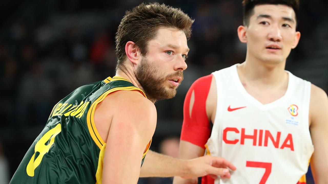 MELBOURNE, AUSTRALIA - JUNE 30: Matthew Dellavedova (c) of Australia looks on during the FIBA World Cup Asian Qualifier match between the Australia Boomers and China at John Cain Arena on June 30, 2022 in Melbourne, Australia. (Photo by Kelly Defina/Getty Images)