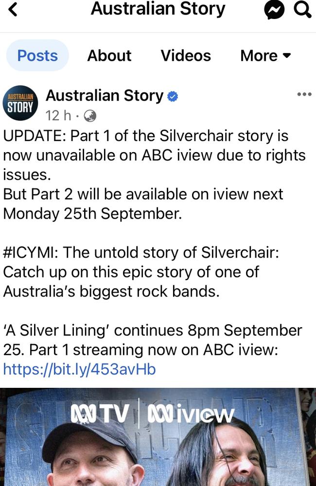 ABC has pulled part one of the Silverchair doco from streaming. Picture: Facebook.