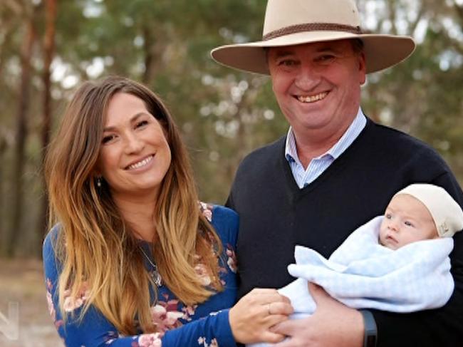 Screen grabs of Vikki Campion and Barnaby Joyce during their first interview since the birth of their baby - interviewed on Channel Seven’s Sunday Night program, 03 June 2018. Credit: Channel 7