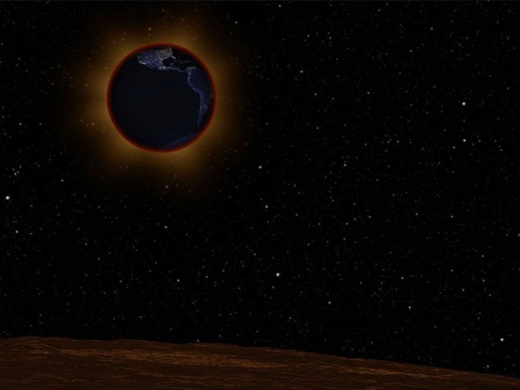 The “blood moon” spectacle occurs as sunlight bends through Earth’s atmosphere. Picture: NASA