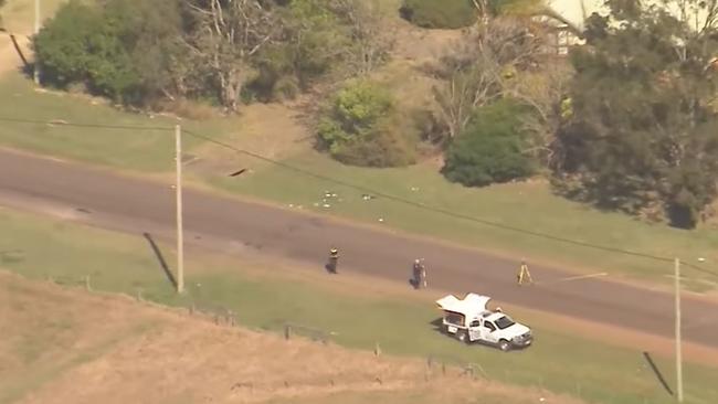Police investigated where Colin Watson' was struck and killed in an alleged hit and run crash at Kingaroy. Photo: Nine News