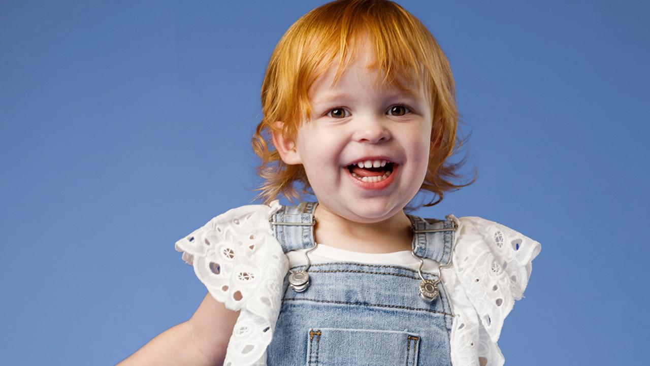 A very happy Emilia posing for her Jeans for Genes Day photo shoot. Picture: Supplied