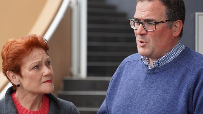 Steve Mav, One Nation candidate for the senate in Tasmania, with Pauling Hanson.