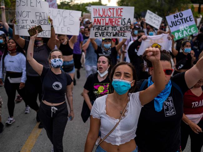 Protesters march during a rally in Florida. Picture: AFP