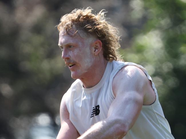 Clayton Oliver at Melbourne AFL training at Goschs paddock. Wednesday, February 5. 2025. Picture: David Crosling