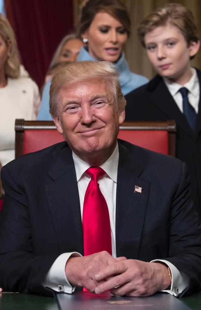 A much younger Barron Trump entered the White House during his father’s first term in 2017. Picture: AFP