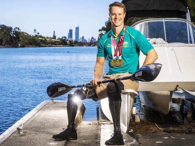 Gold-medal-winning Paralympian Curtis McGrath has just gotten out of quarantine after the Tokyo Games. Picture: Nigel Hallett