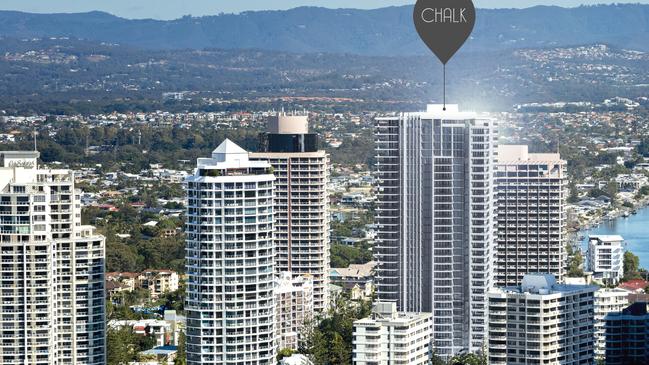 Artist impression of Chalk tower proposed by Gallery Group for Broadbeach. Picture: Supplied