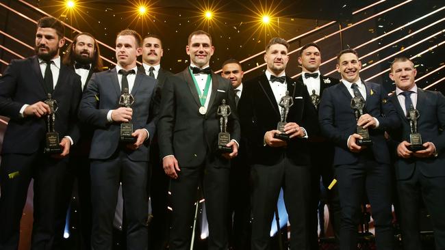 Cameron Smith with the NRL team of the year.