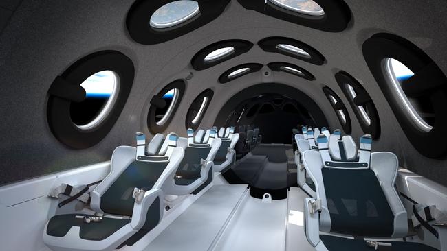 Seating for private passengers inside the Unity. Picture: Virgin Galactic