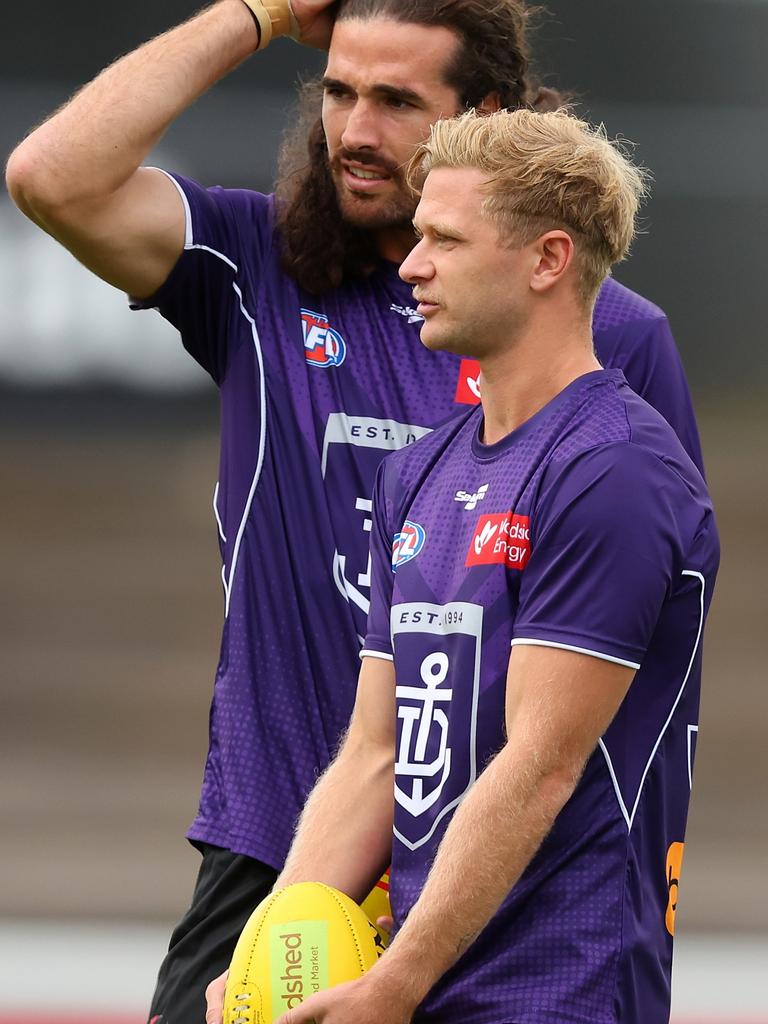 Corey Wagner (right) is making the most of his chance at the Dockers. Picture: Paul Kane/Getty Images