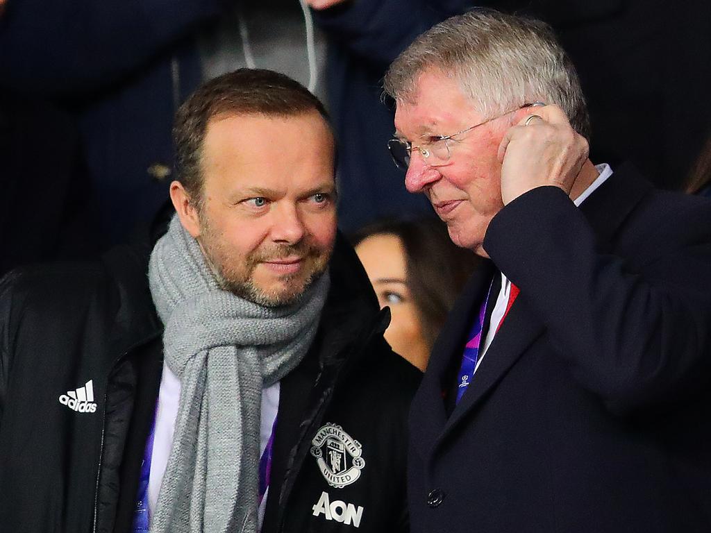 Ed Woodward (L) stepped up at a time where legendary manager Sir Alex Ferguson had just stepped down. Picture: Chris Brunskill/Fantasista/Getty Images