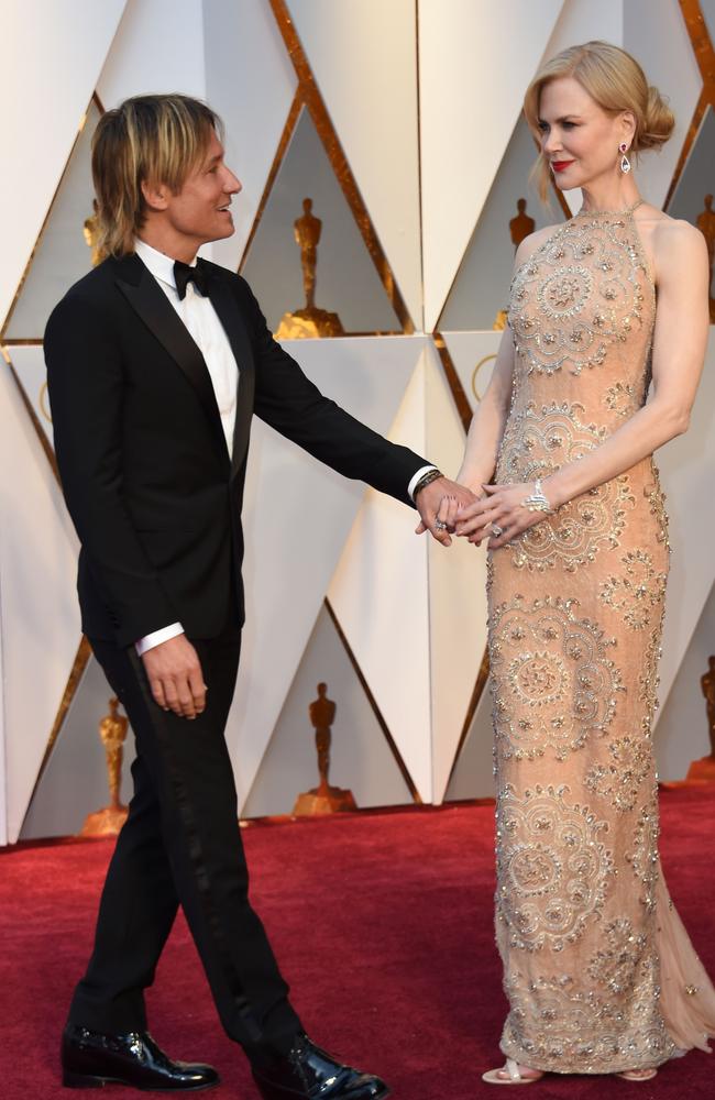 No wonder she looks uncomfortable. Nicole Kidman’s dress was secretly irritating her neck. Picture: AFP