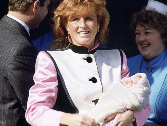 Sarah, Duchess of York, holding Princess Eugenie. Picture: Tim Graham/Getty Images