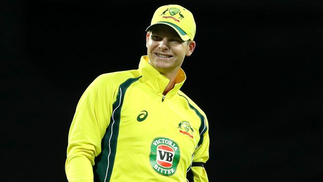 Steve Smith could be seriously hampered in the field in the World Cup. Picture: Gregg Porteous