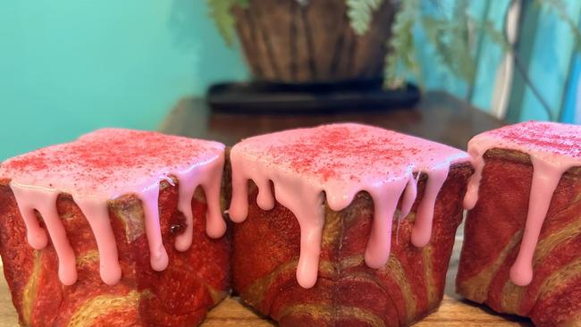 The raspberry croissant cubes from Quarry Bakehouse.